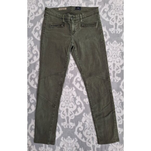 EUC AG Adriano Goldschmied The Moto Legging in Olive Green/Size 28 - Picture 1 of 7